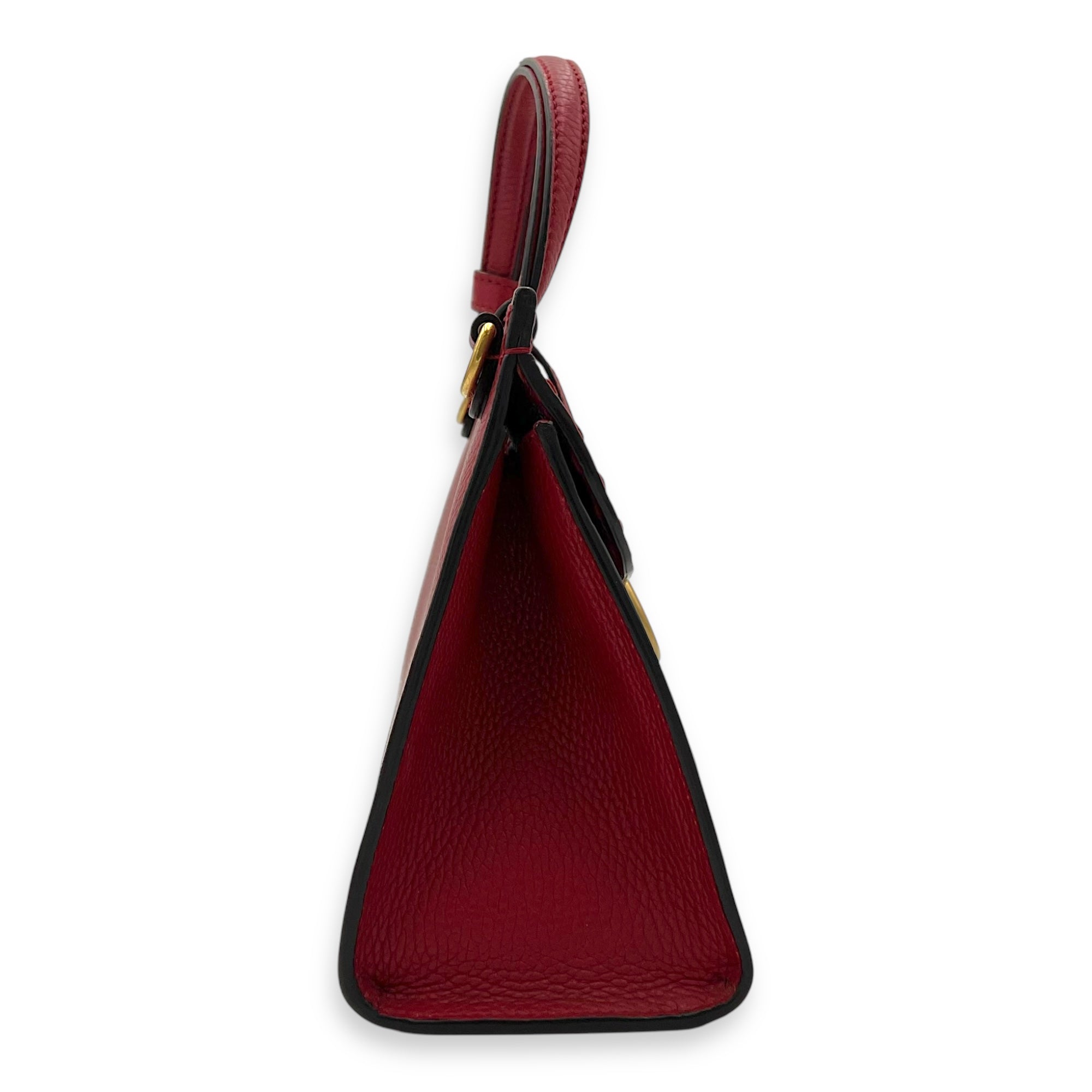 Gucci GG Marmont Top Handle Bag Red in Calfskin, Gold hardware_3