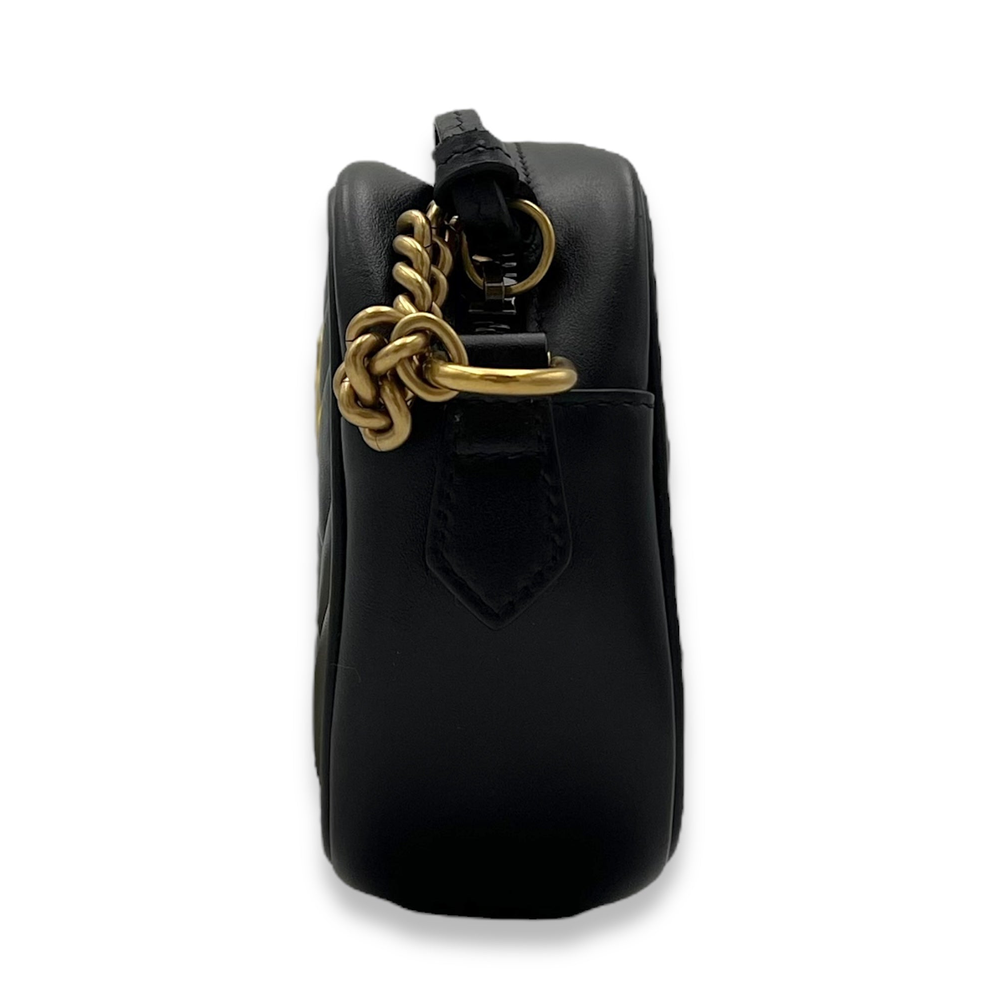 Gucci GG Marmont Crossbody Bag Small Black in Calfskin, Gold hardware_3