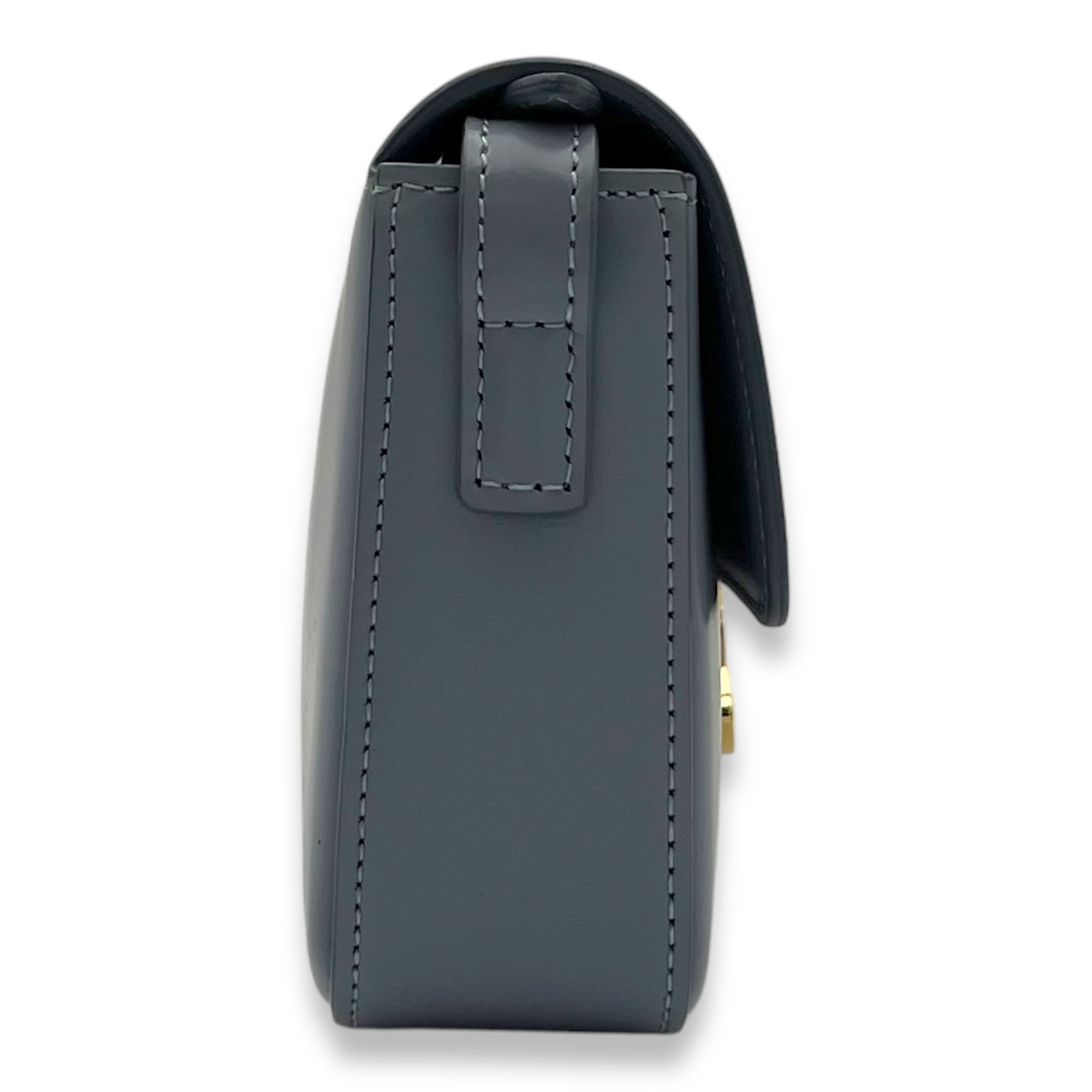 Celine Triomphe Shoulder Bag Blue Grey in Calfskin, Gold hardware_3