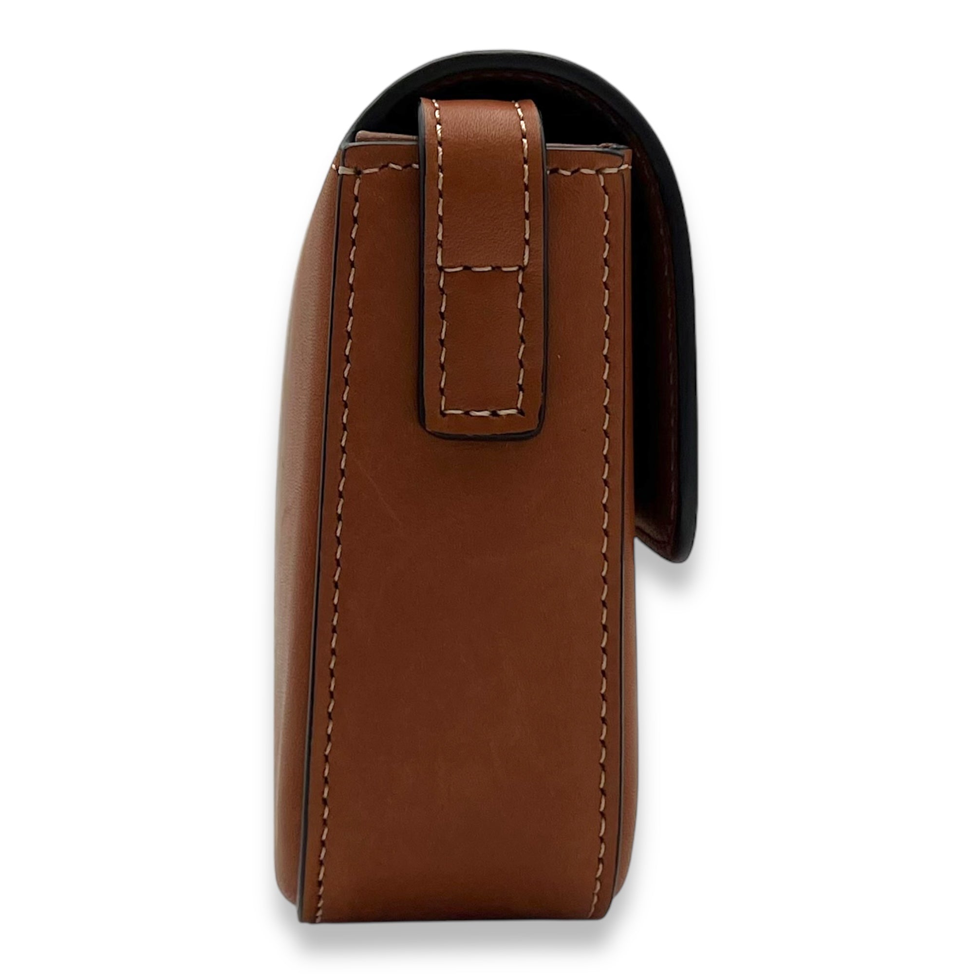 Celine Triomphe Shoulder Bag Brown in Calfskin, Gold hardware_3