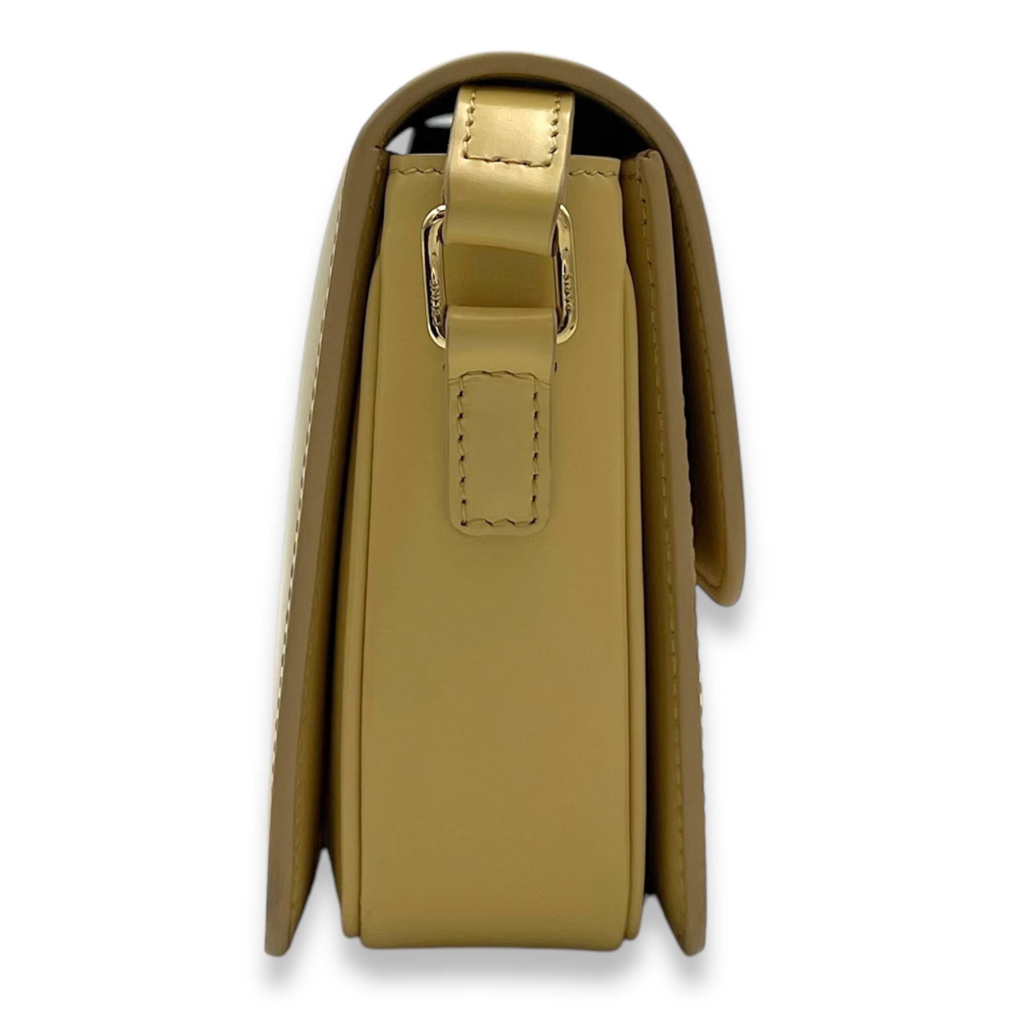 Celine Triomphe Crossbody Bag Teen Yellow in Calfskin, Gold hardware_3