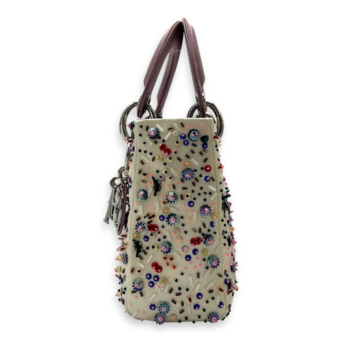 Christian Dior Lady Dior Mini Multi-colour Top Handle Bag in Satin, Silver hardware_3