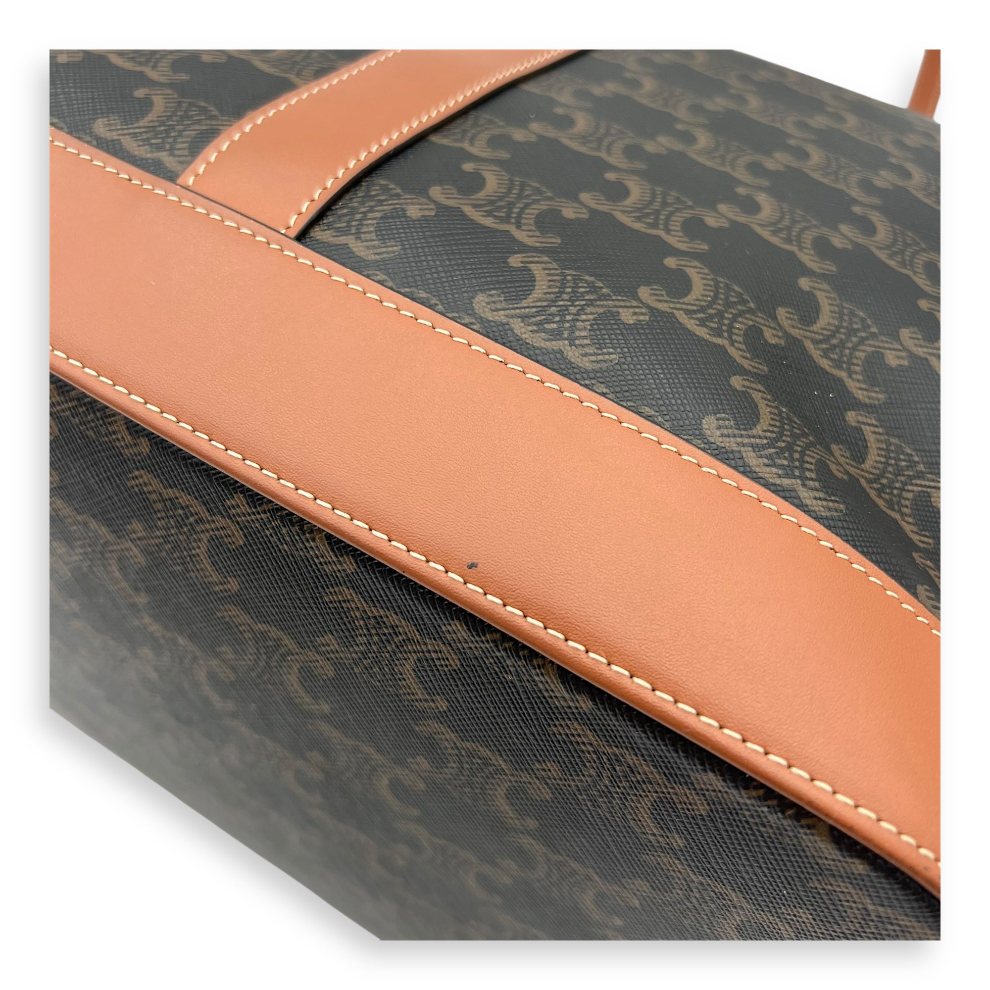 Celine Triomphe Tote Bag Brown in Coated Canvas, Gold hardware_9