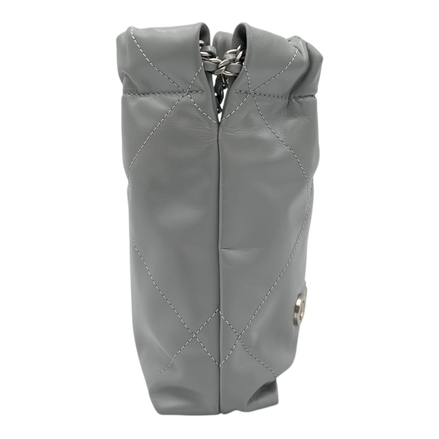 Chanel 22 Tote Crossbody Bag Mini Grey in Calfskin, Silver hardware_3