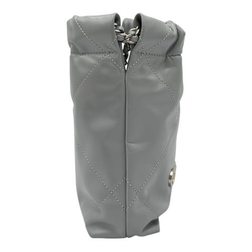 Chanel 22 Tote Crossbody Bag Mini Grey in Calfskin, Silver hardware_3