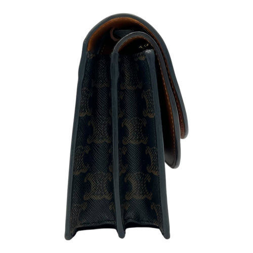 Celine Triomphe Shoulder Bag Brown in Coated Canvas, Gold hardware_3