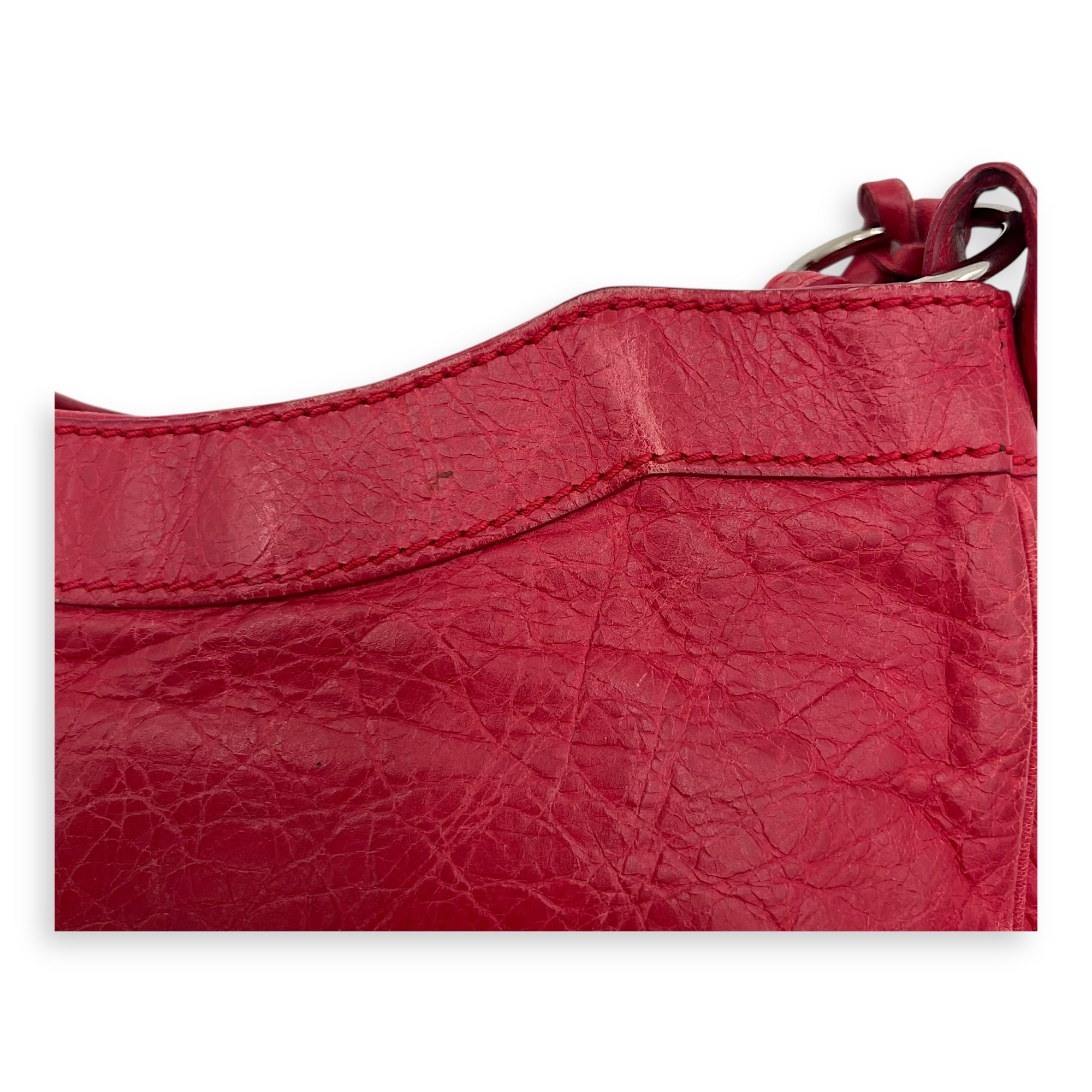 Balenciaga Hip Shoulder Bag Pink in Distressed Leather, Silver hardware_10