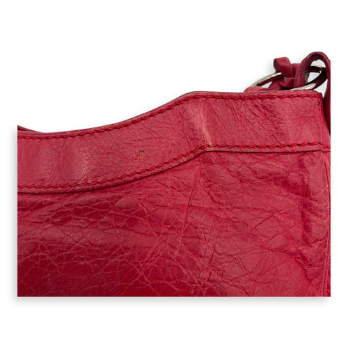 Balenciaga Hip Shoulder Bag Pink in Distressed Leather, Silver hardware_10