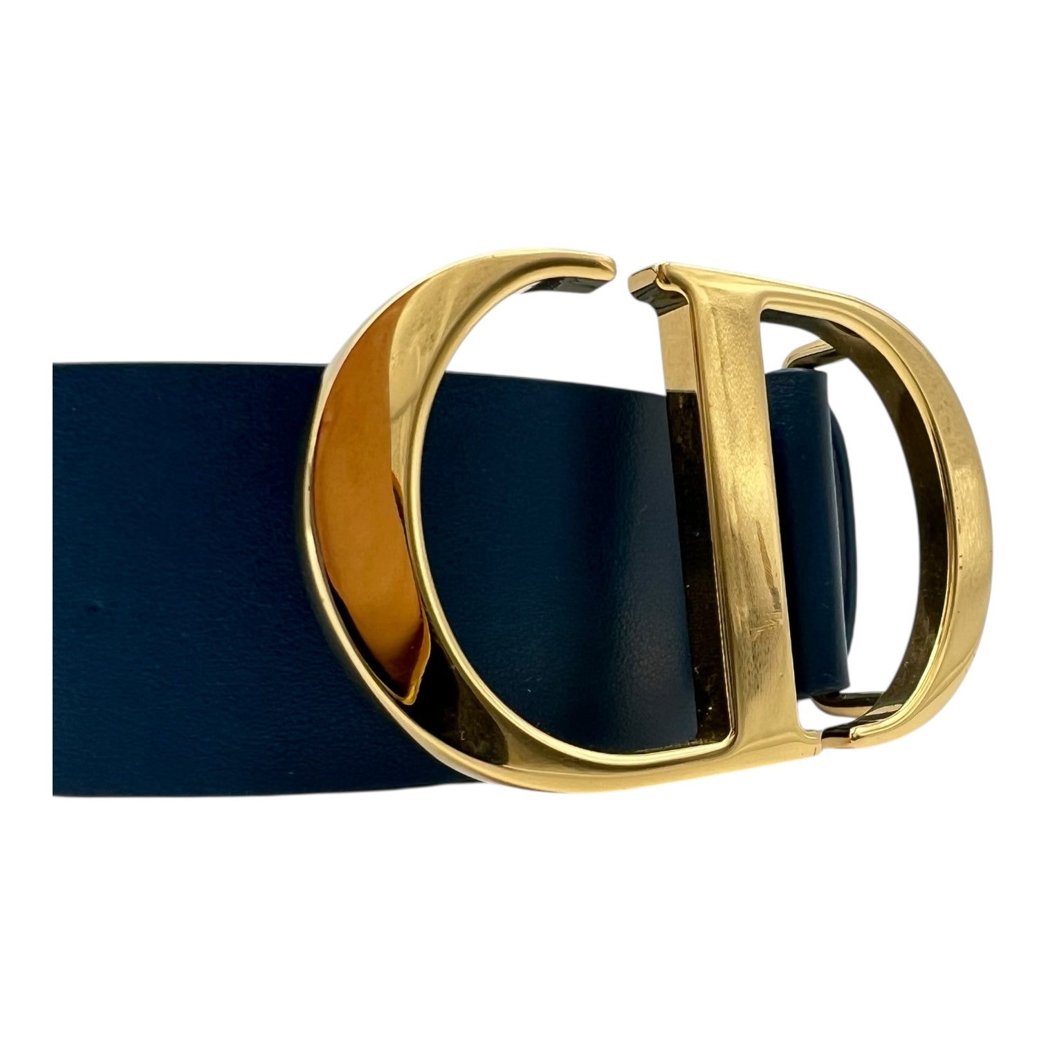 Christian Dior CD Belt 80 Blue in Calfskin, Gold hardware_3