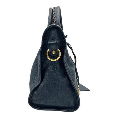 Balenciaga City Top Handle Bag Blue in Distressed Leather, Gold hardware_3