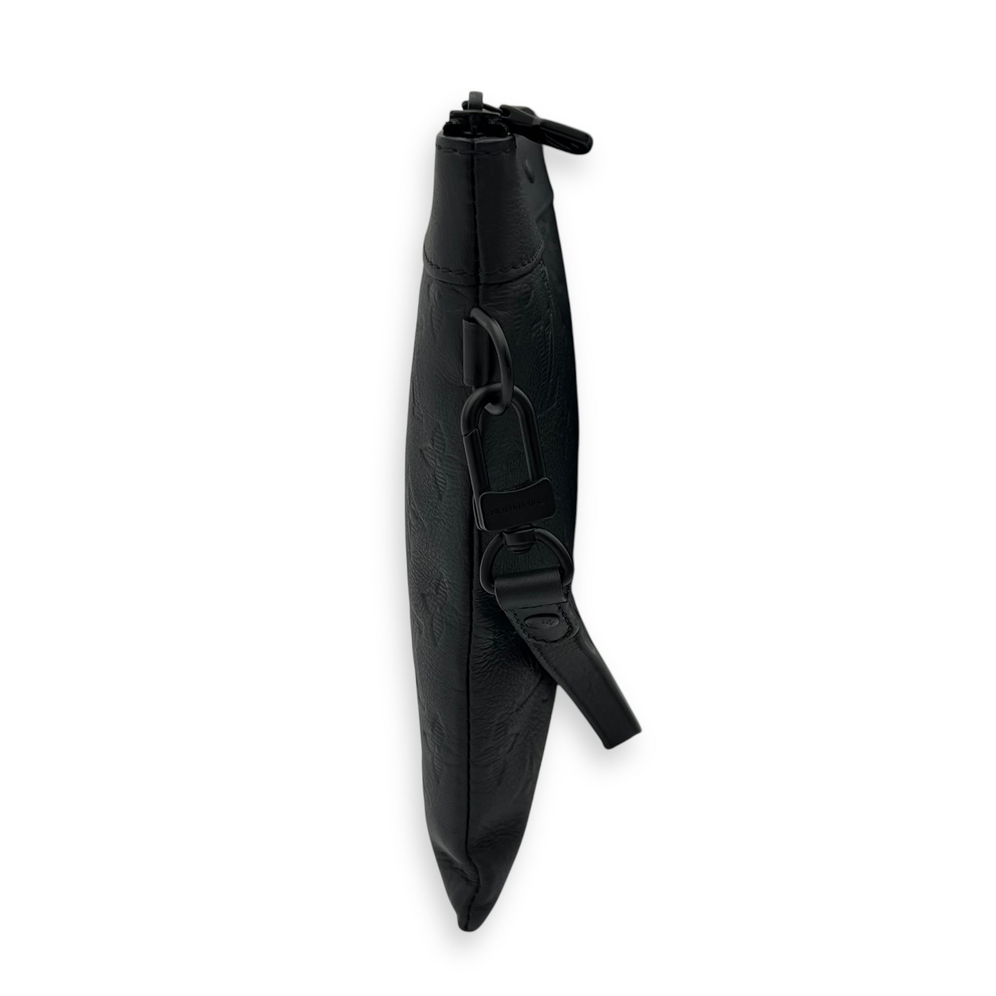 Louis Vuitton Logo Pouch Black in Calfskin, Lacquered Metal hardware_3