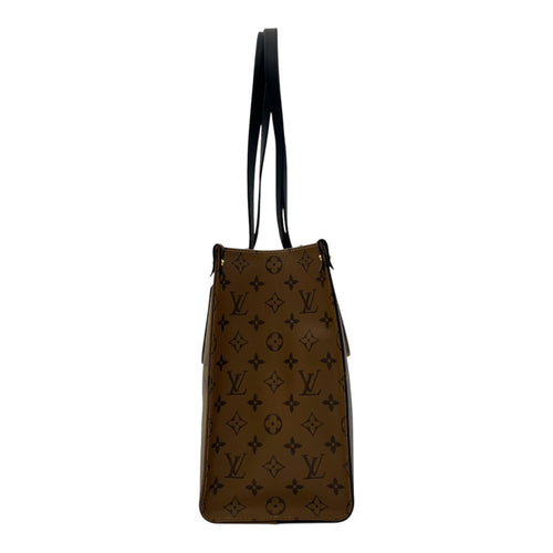 Louis Vuitton OnTheGo Top Handle Bag Brown in Coated Canvas, Gold hardware_3