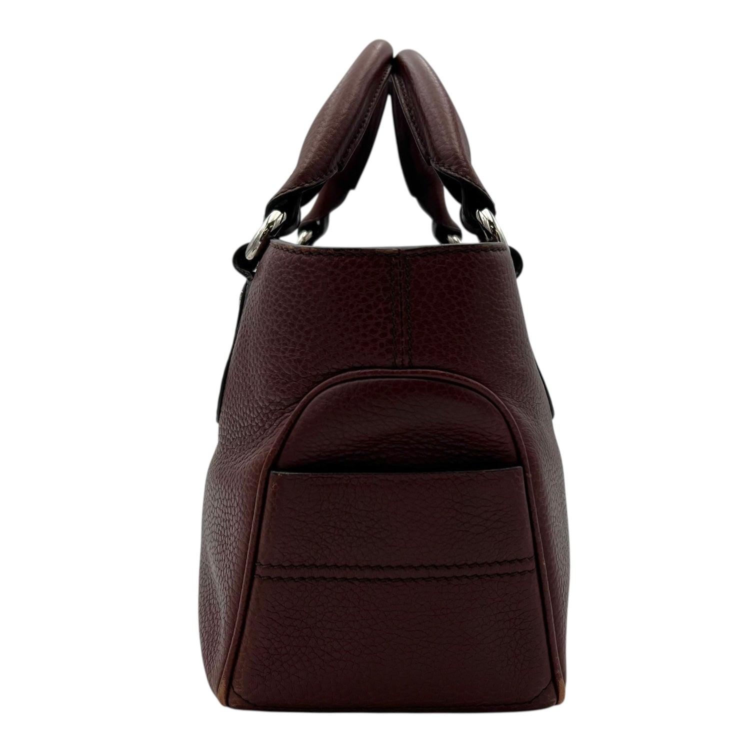 Celine Boogie Top Handle Bag Brown in Calfskin, Silver hardware_3