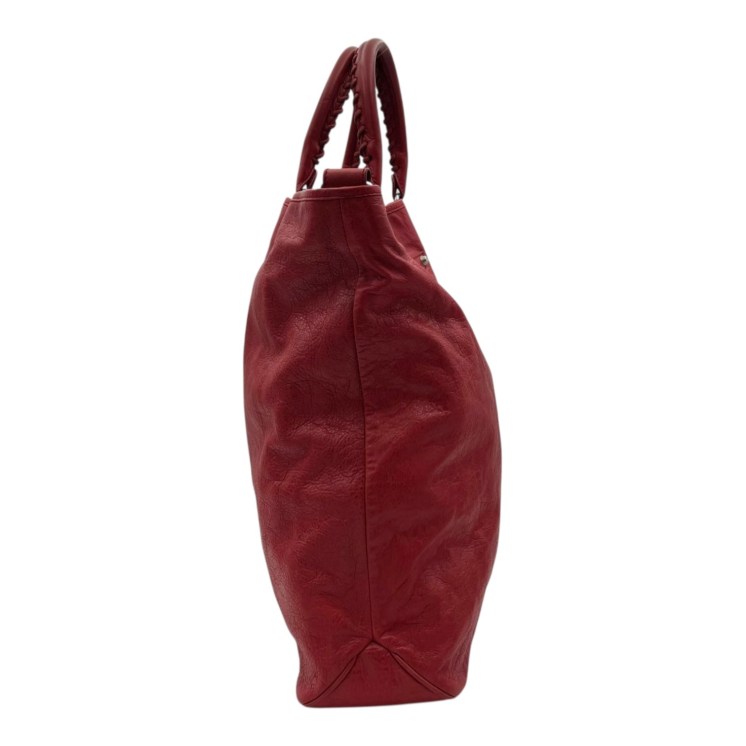 Balenciaga Others Top Handle Bag Red in Distressed Leather, Silver hardware_3