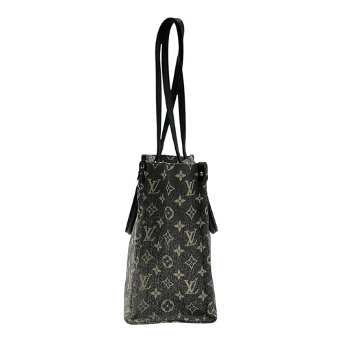 Louis Vuitton OnTheGo Top Handle Bag Black in Denim, Silver hardware_3