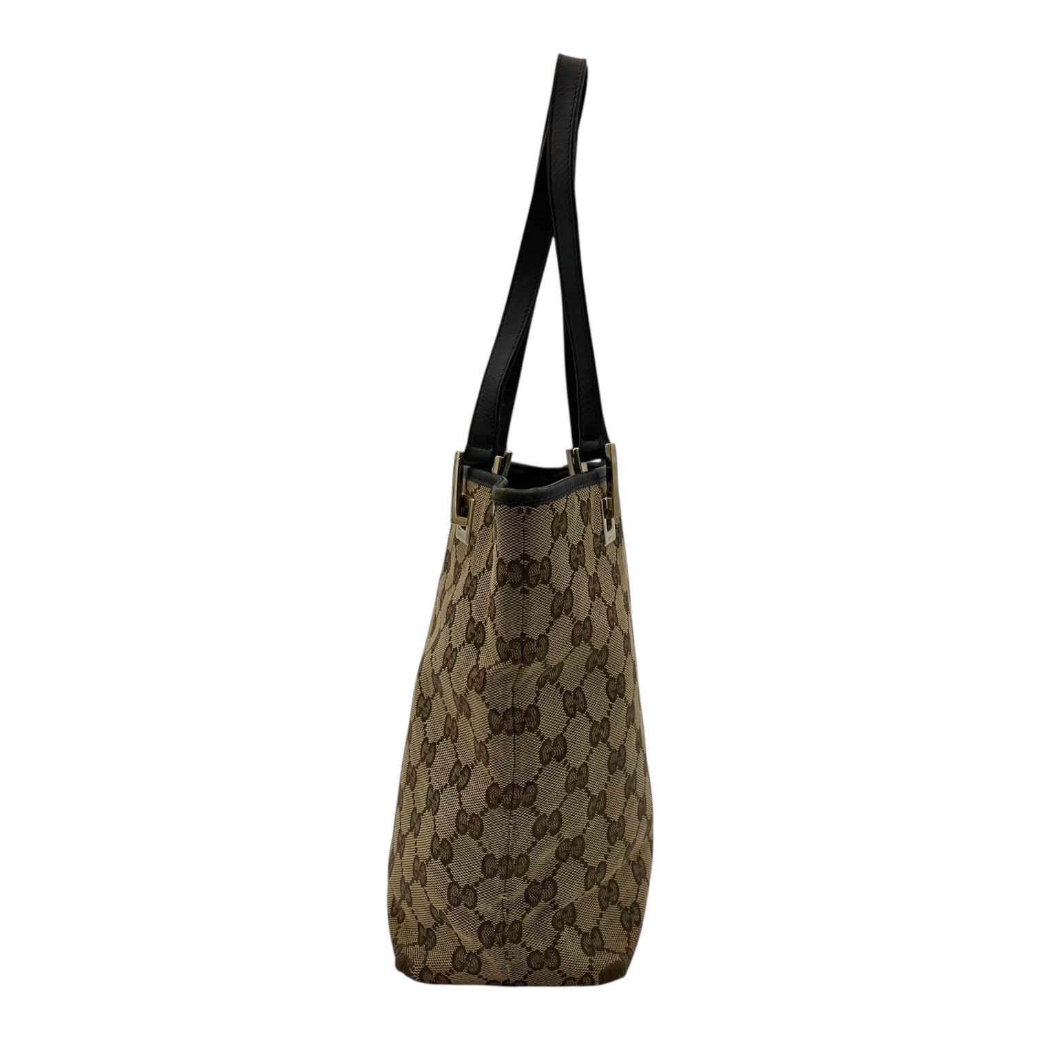 Gucci GG Brown Tote Bag in Canvas, Gold hardware_3