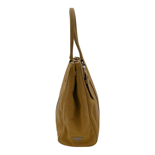 Prada Logo Shoulder Bag Yellow in Calfskin, Silver hardware_3