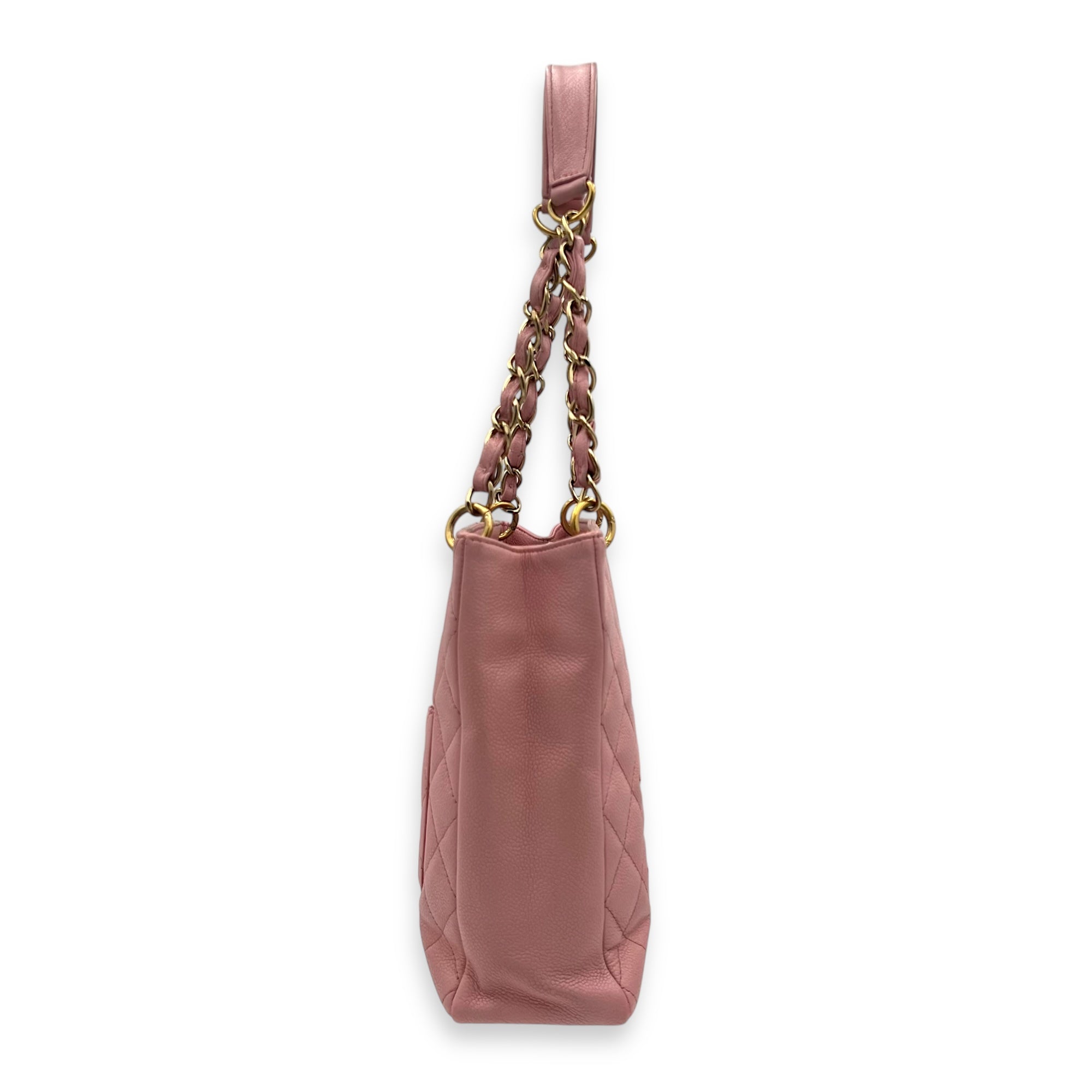 Chanel PST Petite Shopping Pink Tote Bag in Caviar Leather, Gold hardware_3