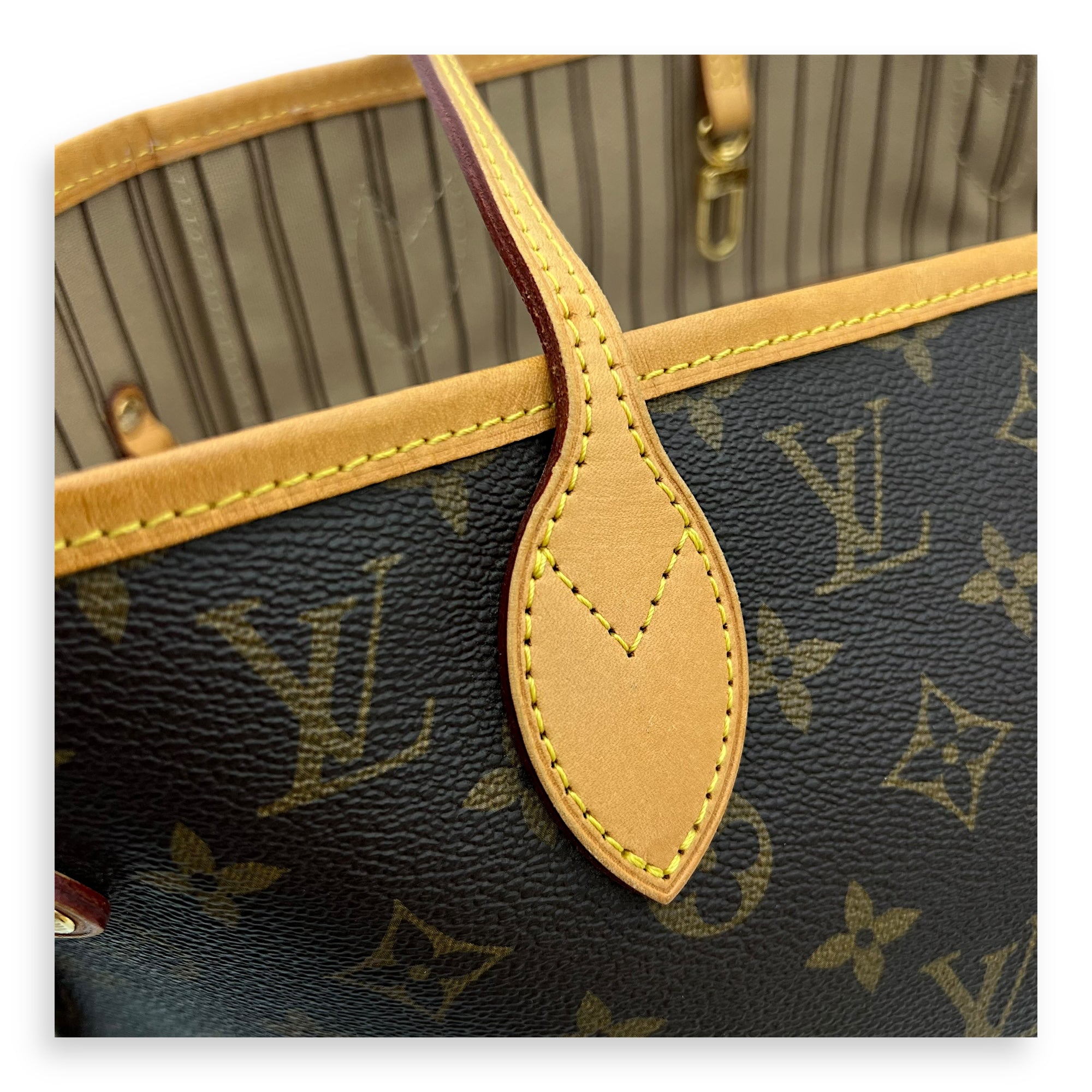Louis Vuitton Neverfull MM Brown Tote Bag in Coated Canvas, Gold hardware_10
