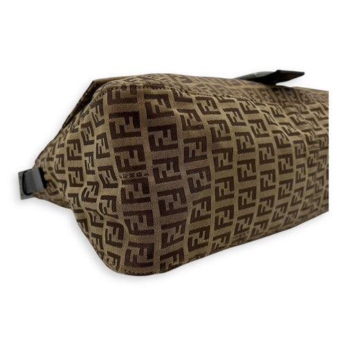 Fendi Baguette Shoulder Bag Brown in Jacquard, Silver hardware_11
