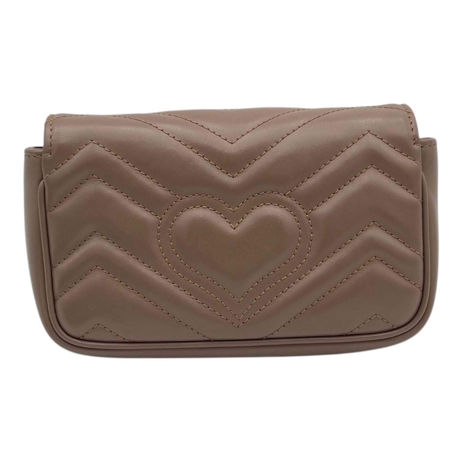 Gucci GG Marmont Shoulder Bag Beige in Calfskin, Gold hardware_2