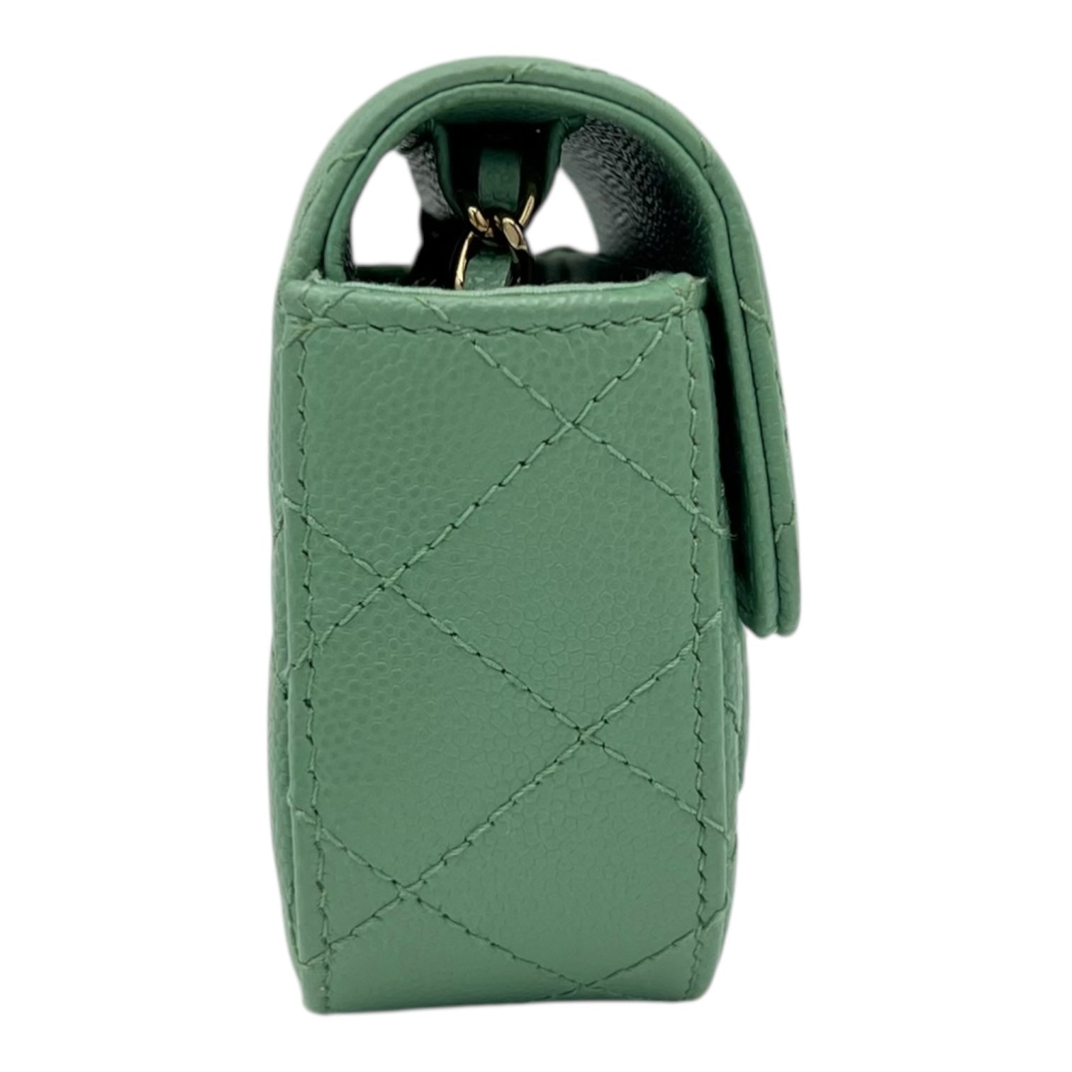 Chanel CC Green Card Wallet Crossbody in Caviar Leather, Gold hardware_3