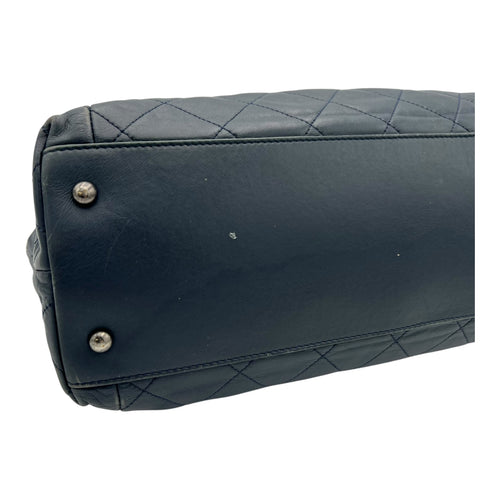 Chanel CC Shoulder Bag Blue in Calfskin, Ruthenium hardware_15