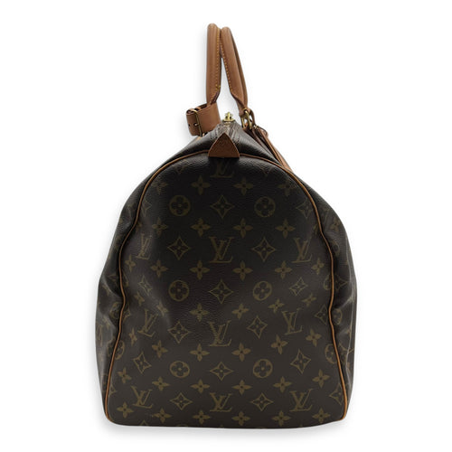 Louis Vuitton Keepall Top Handle Bag 55 Brown in Monogram Coated Canvas, Gold hardware_3