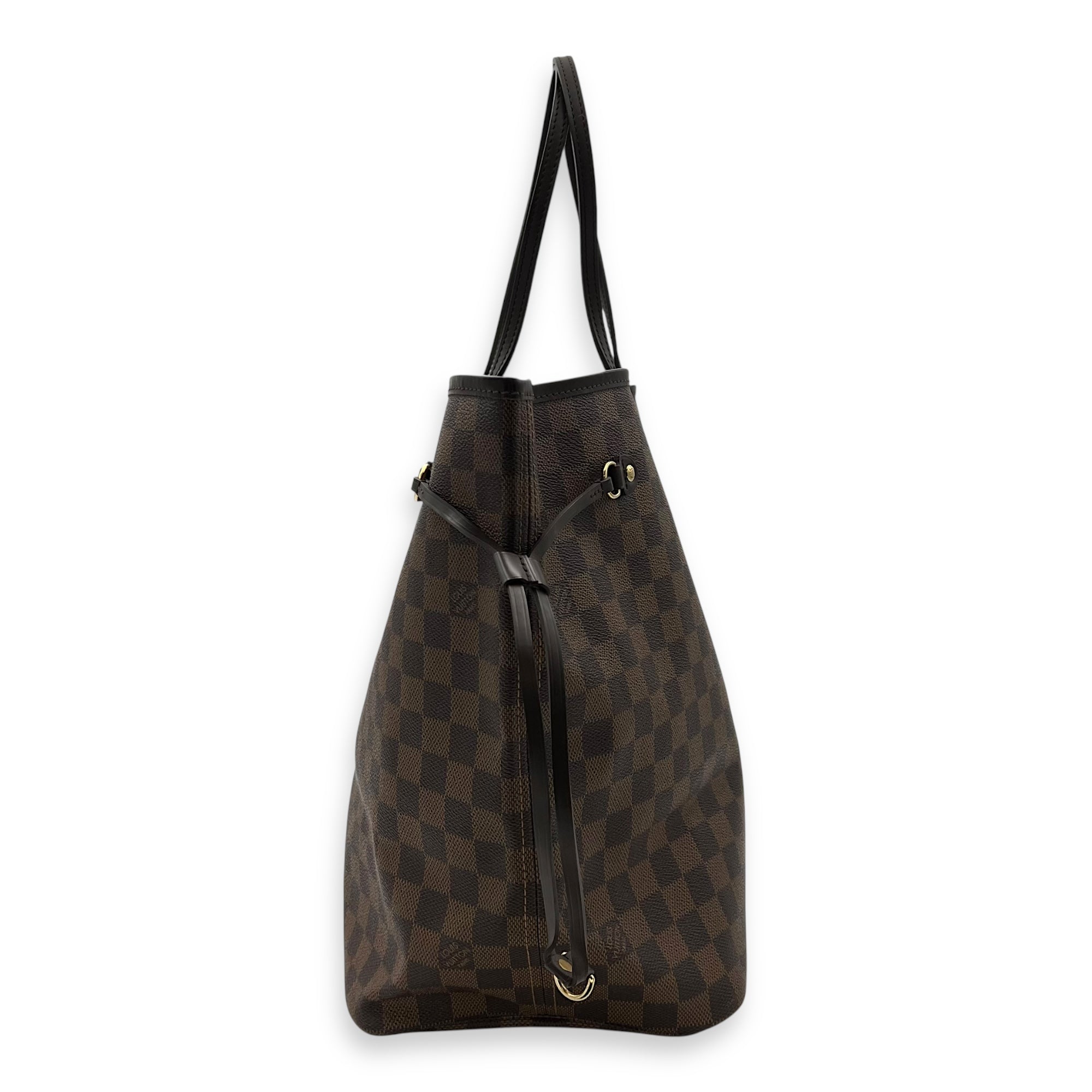 Louis Vuitton Neverfull Tote Bag Damier Ebene in Coated Canvas, Gold hardware_3