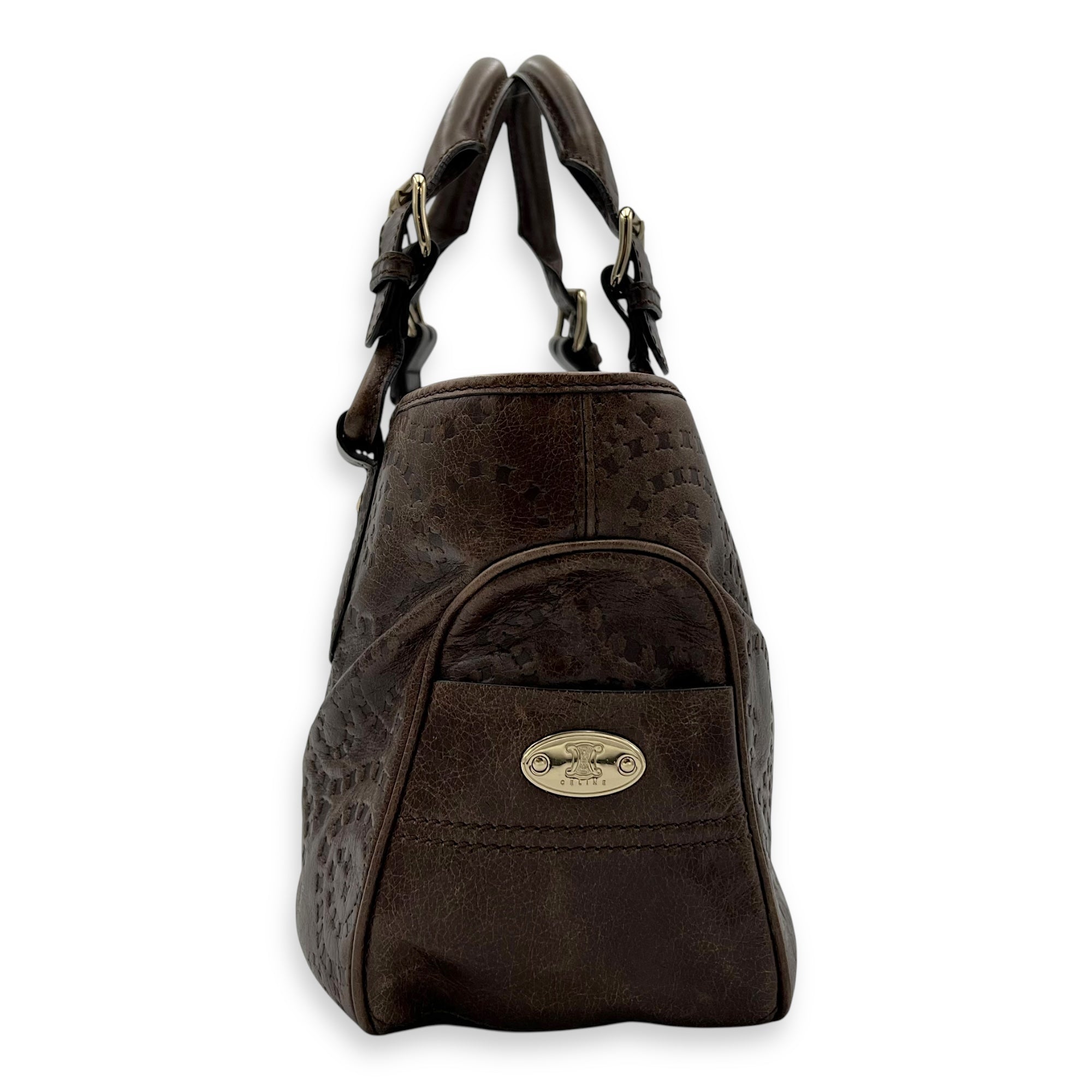Celine Boogie Top Handle Bag Brown in Calfskin, Gold hardware_3