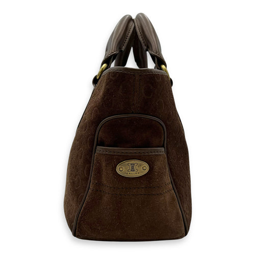 Celine Boogie Top Handle Bag Brown in Suede Leather, Gold hardware_3