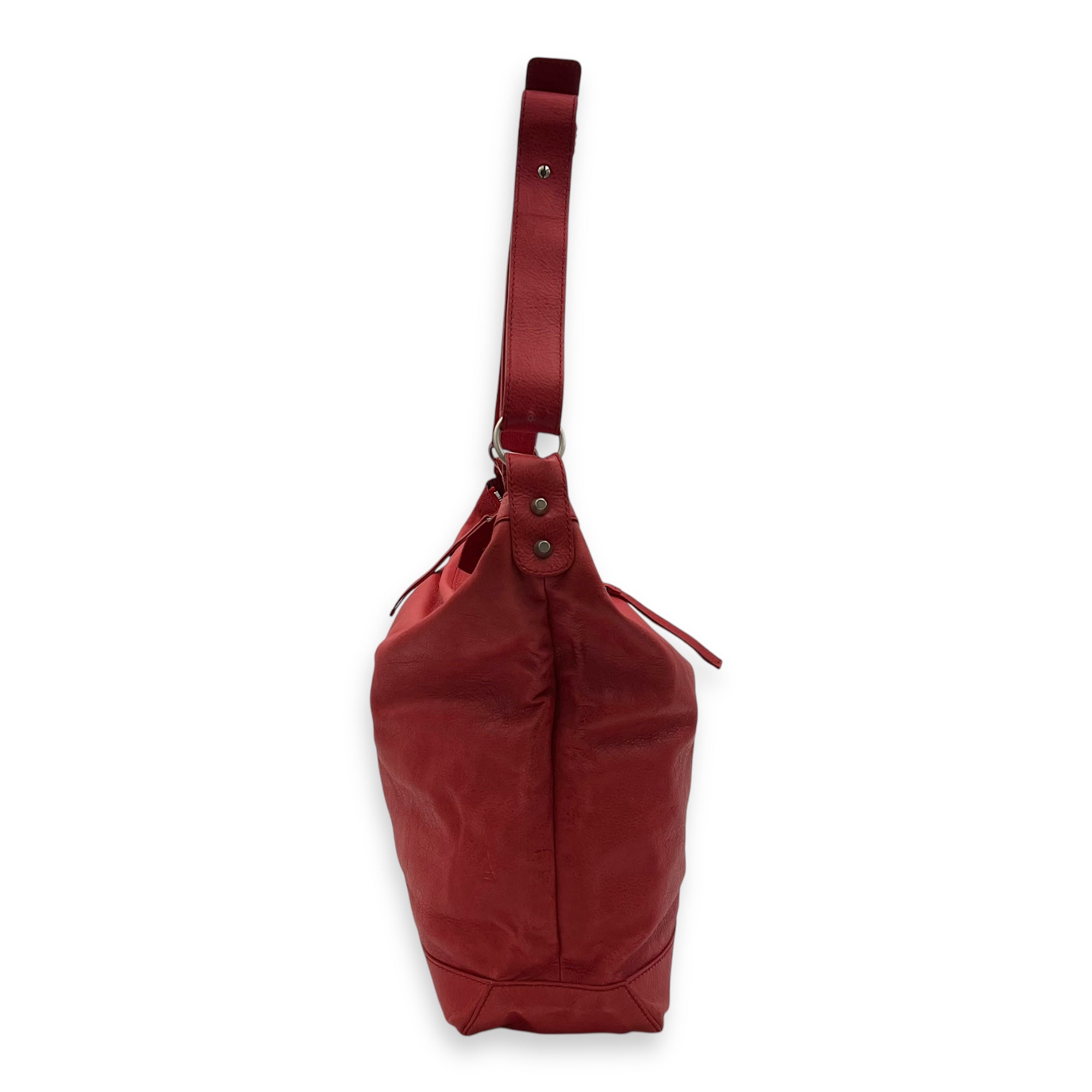 Balenciaga Vara Shoulder Bag Red in Distressed Leather, Silver hardware_3
