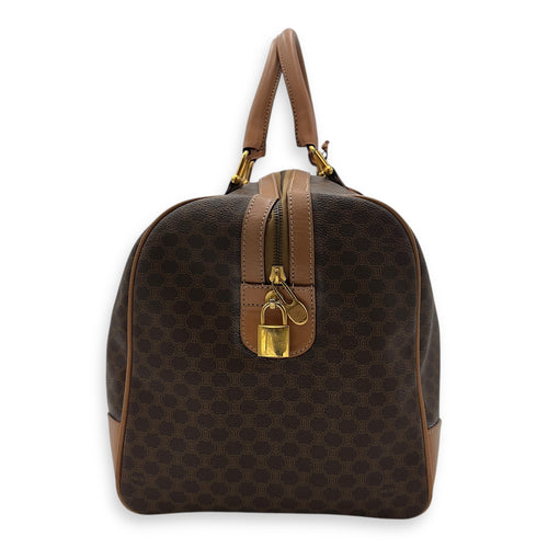 Celine Macadam Duffle Bag Brown in Coated Canvas, Gold hardware_3