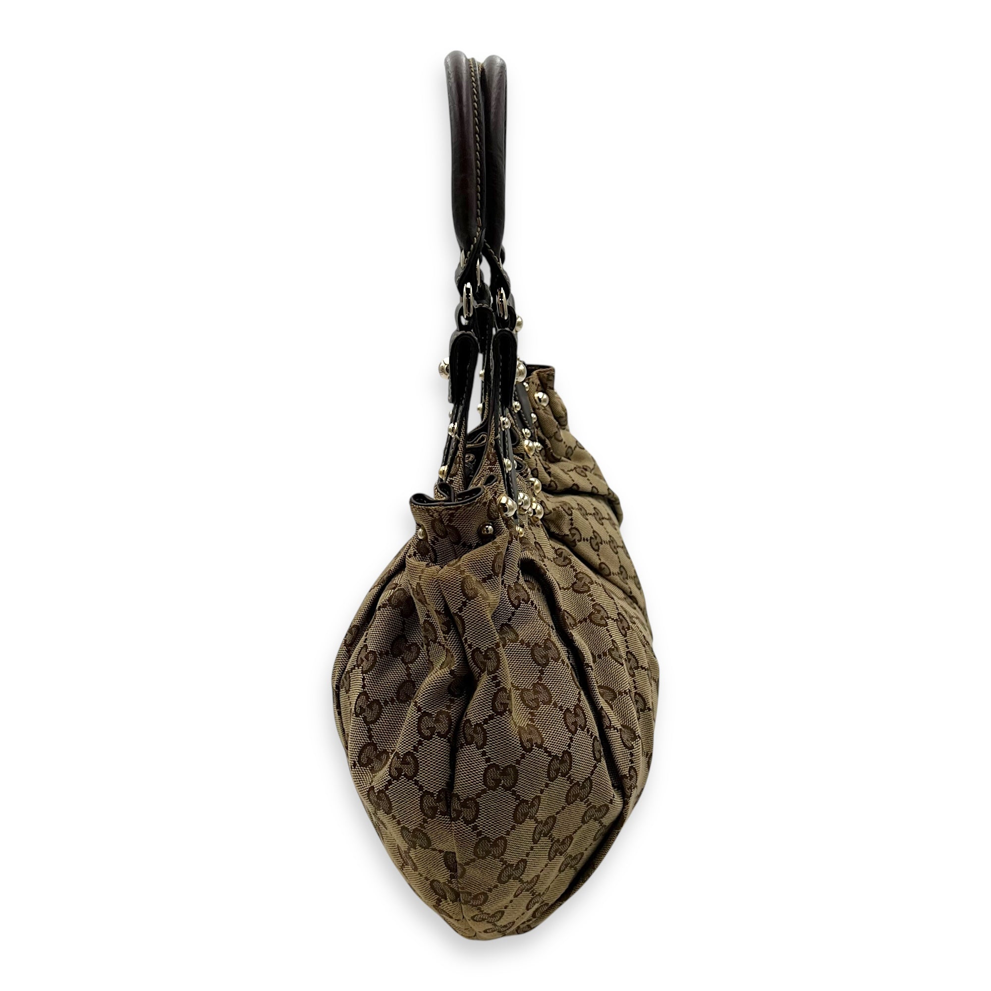 Gucci Pelham Shoulder Bag Brown in Canvas, Gold hardware_3