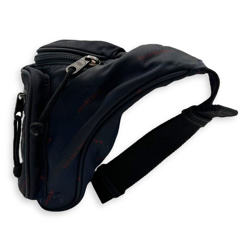 Balenciaga Logo Belt Bag Black in Nylon, Silver hardware_3