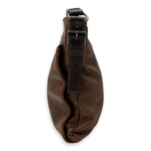 Prada Cervo Crossbody Bag Medium Brown in Calfskin, Silver hardware_3