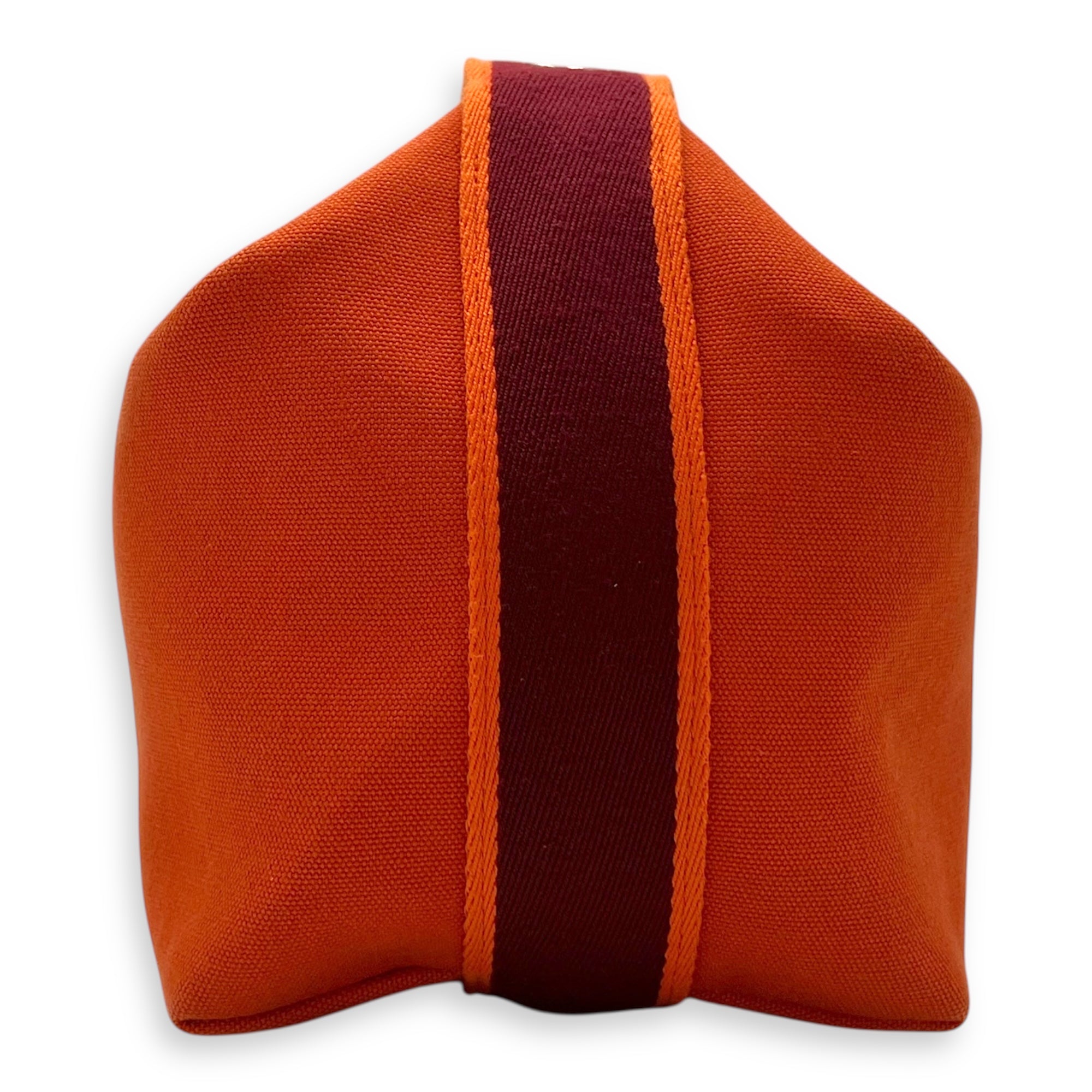 Hermès bride a brac GM Orange Pouch in Canvas, Silver hardware_3