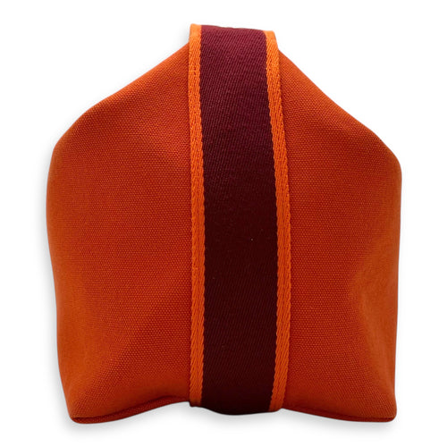 Hermès bride a brac GM Orange Pouch in Canvas, Silver hardware_3