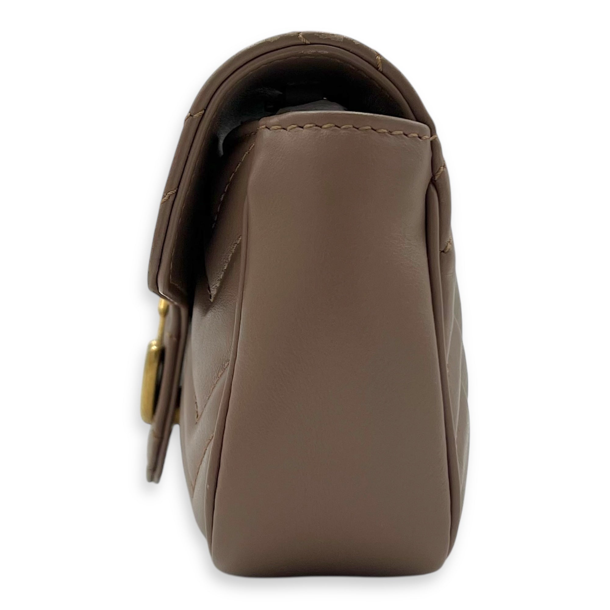 Gucci GG Marmont Shoulder Bag Super Mini Beige in Calfskin, Gold hardware_3