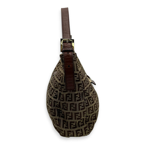 Fendi Vintage FF Shoulder Bag Brown in Jacquard, Gold hardware_3