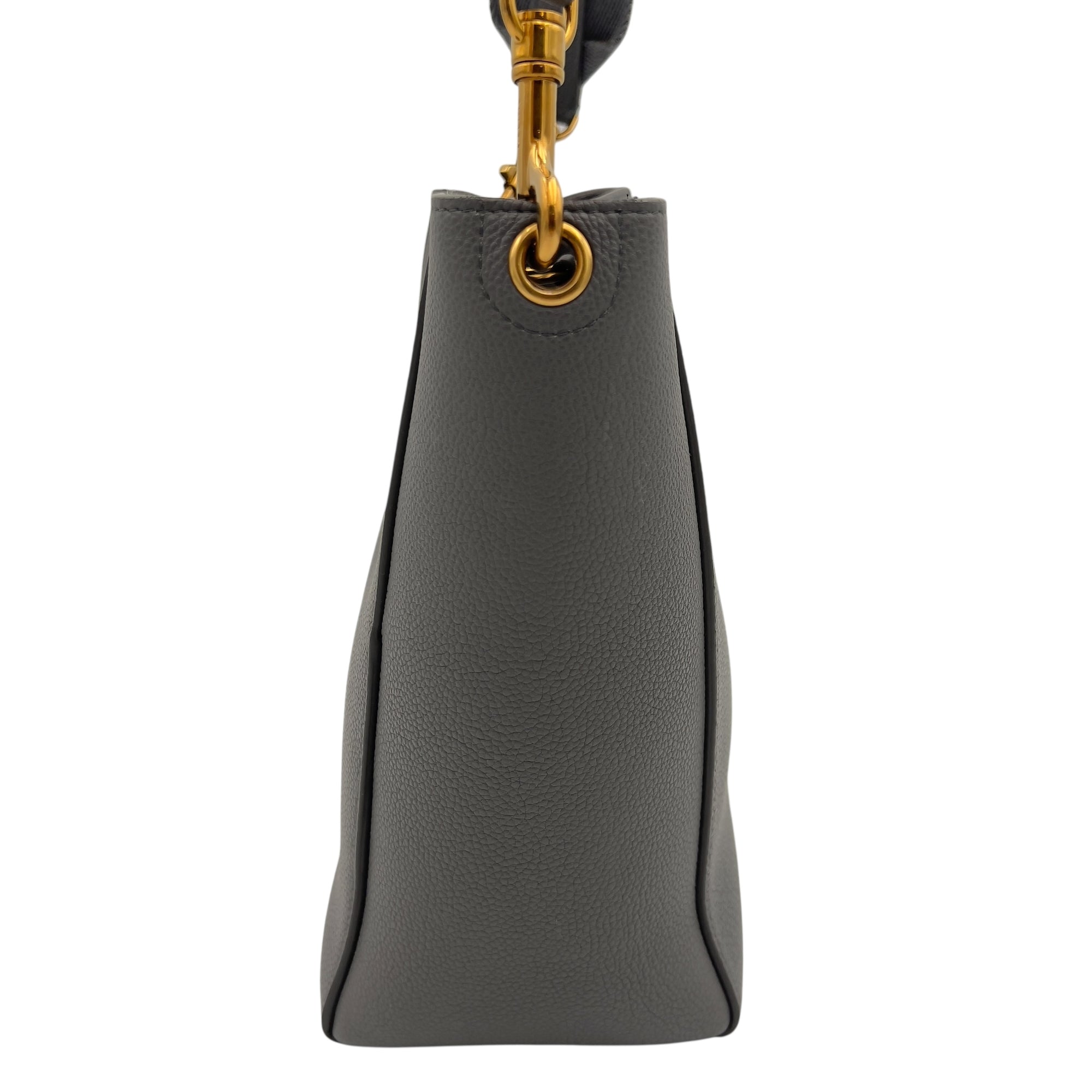 Celine Sangle Shoulder Bag Grey in Calfskin, Gold hardware_6