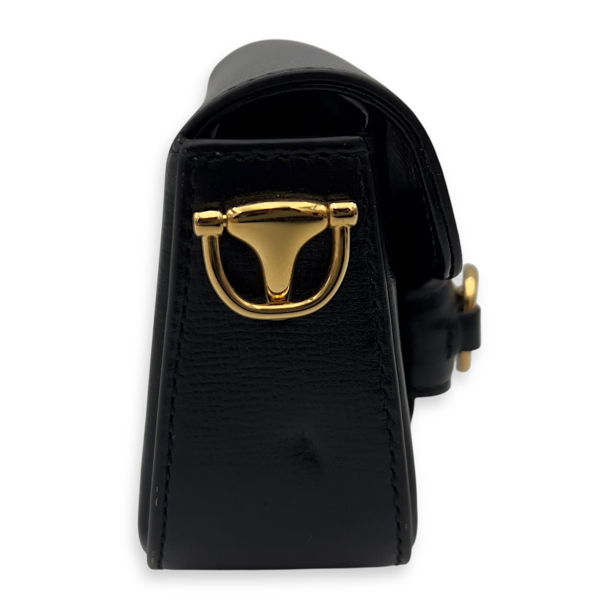 Gucci Horsebit 1955 Black Wallet On Chain in Calfskin, Gold hardware_3
