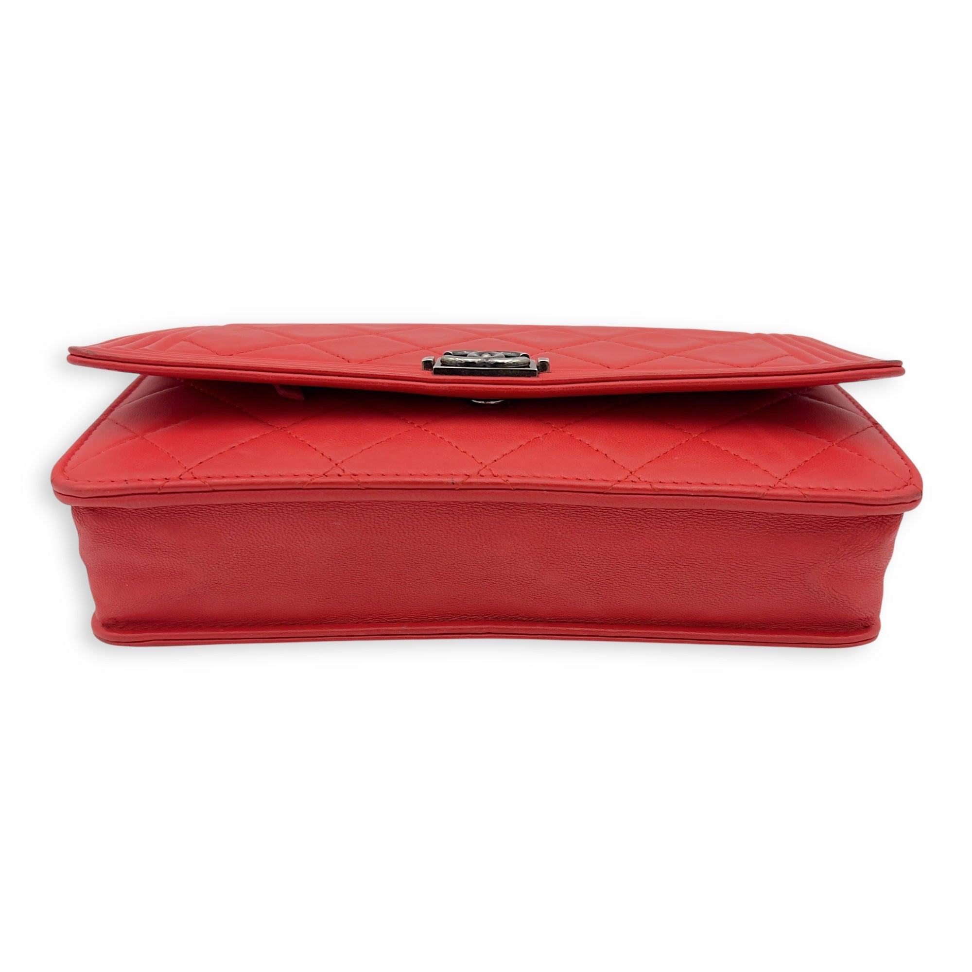 Chanel Boy Wallet On Chain Red in Calfskin, Ruthenium hardware_6
