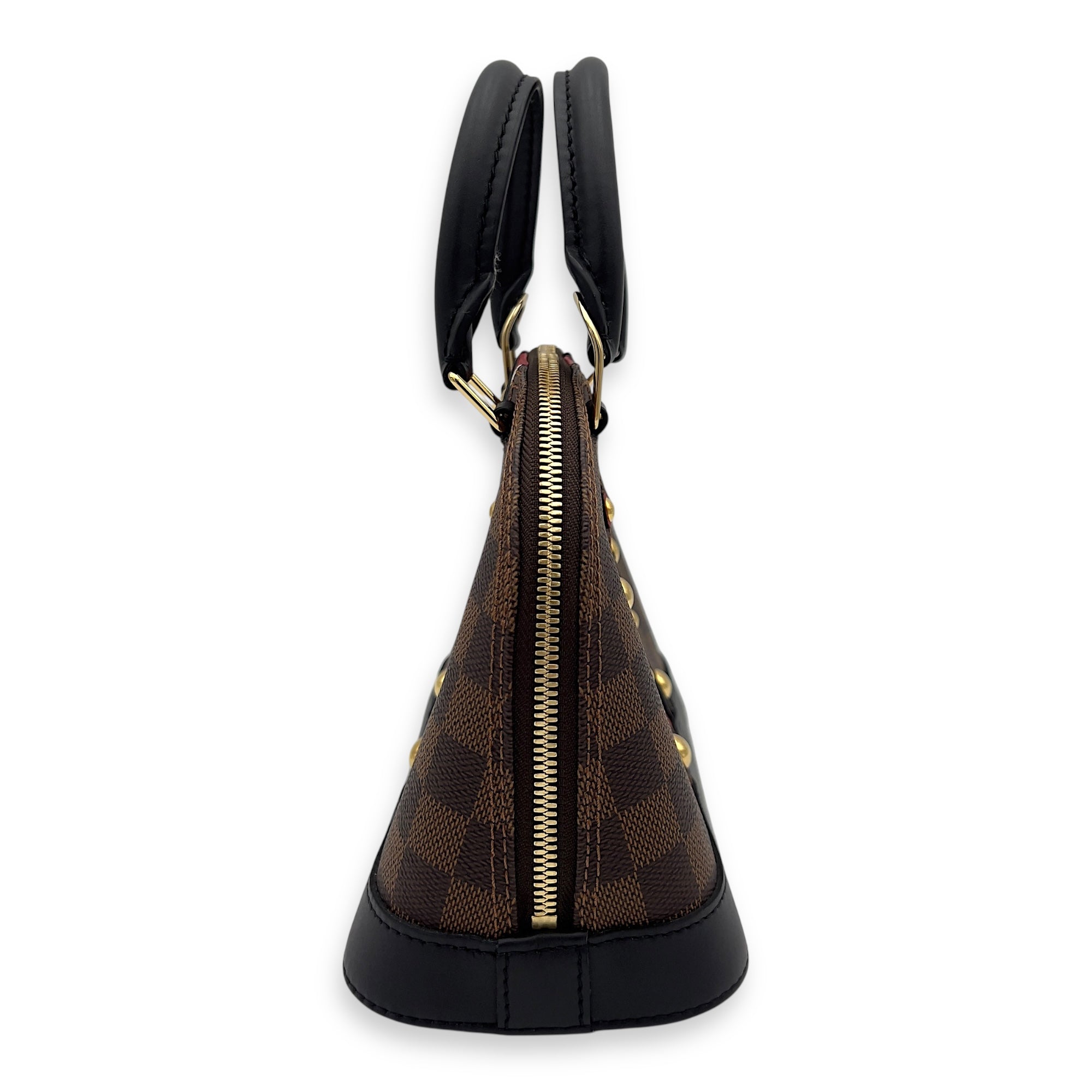 Louis Vuitton Karakoram Alma BB Damier Ebene Top Handle Bag in Coated Canvas, Gold hardware_5