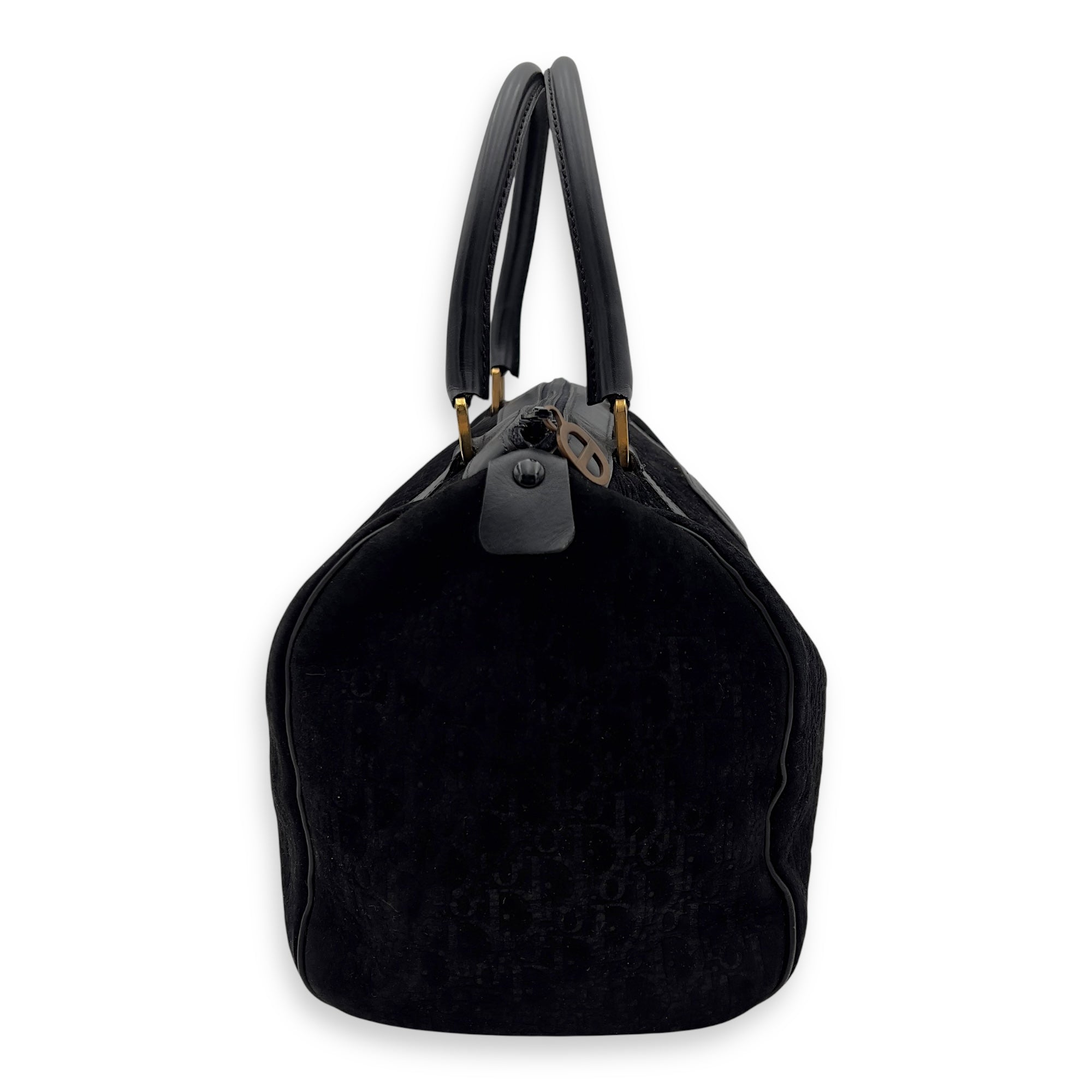 Christian Dior Vintage Top Handle Bag Black in Suede Leather, Gold hardware_3