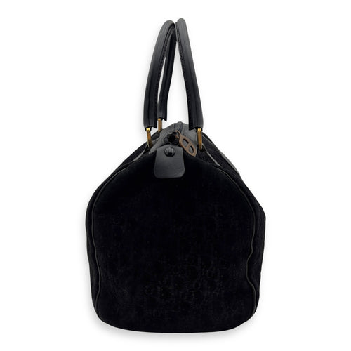Christian Dior Vintage Top Handle Bag Black in Suede Leather, Gold hardware_3