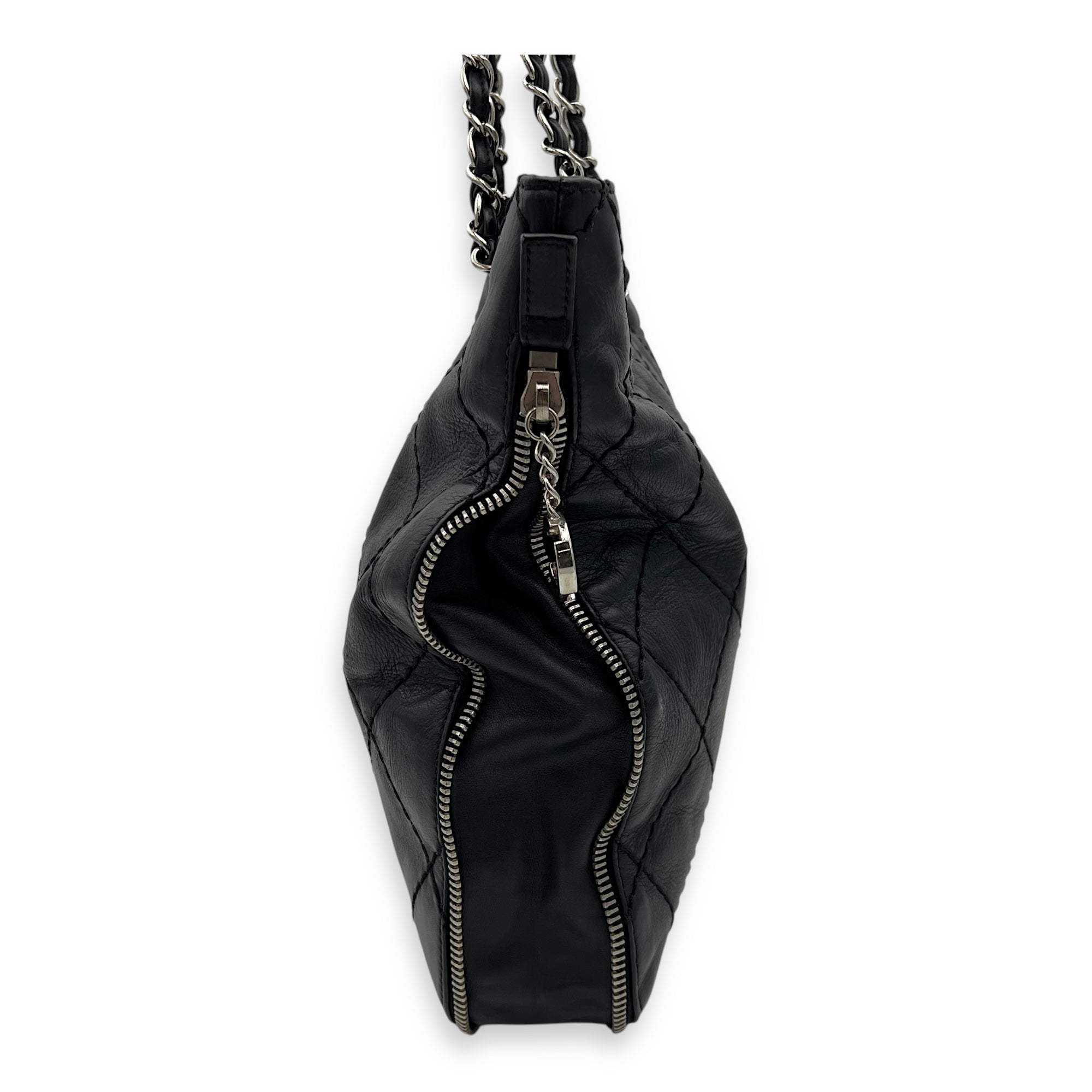 Chanel Wild Stitch Tote Bag Black in Calfskin, Silver hardware_3