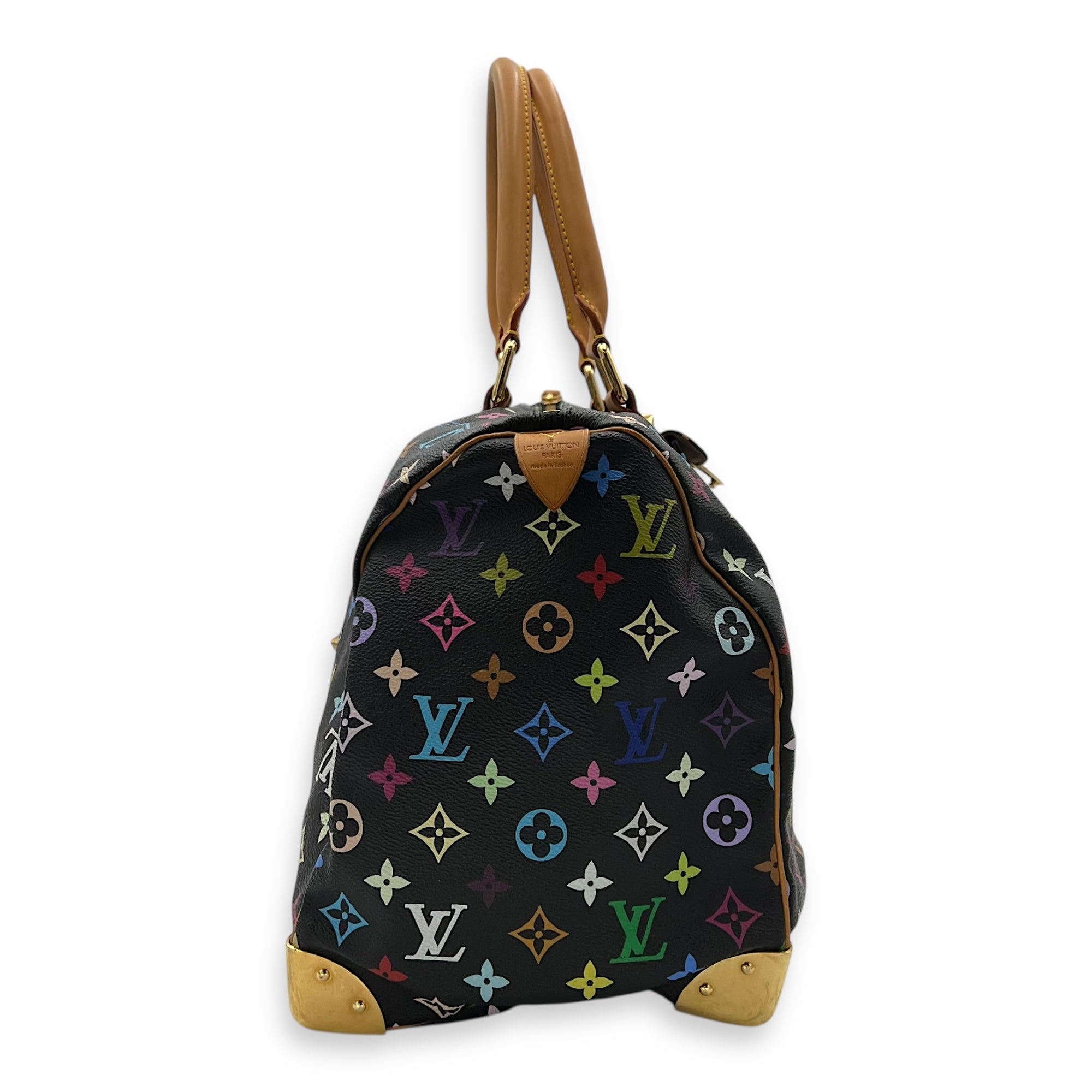 Louis Vuitton Keepall Top Handle Bag Multi-colour in Coated Canvas, Gold hardware_3