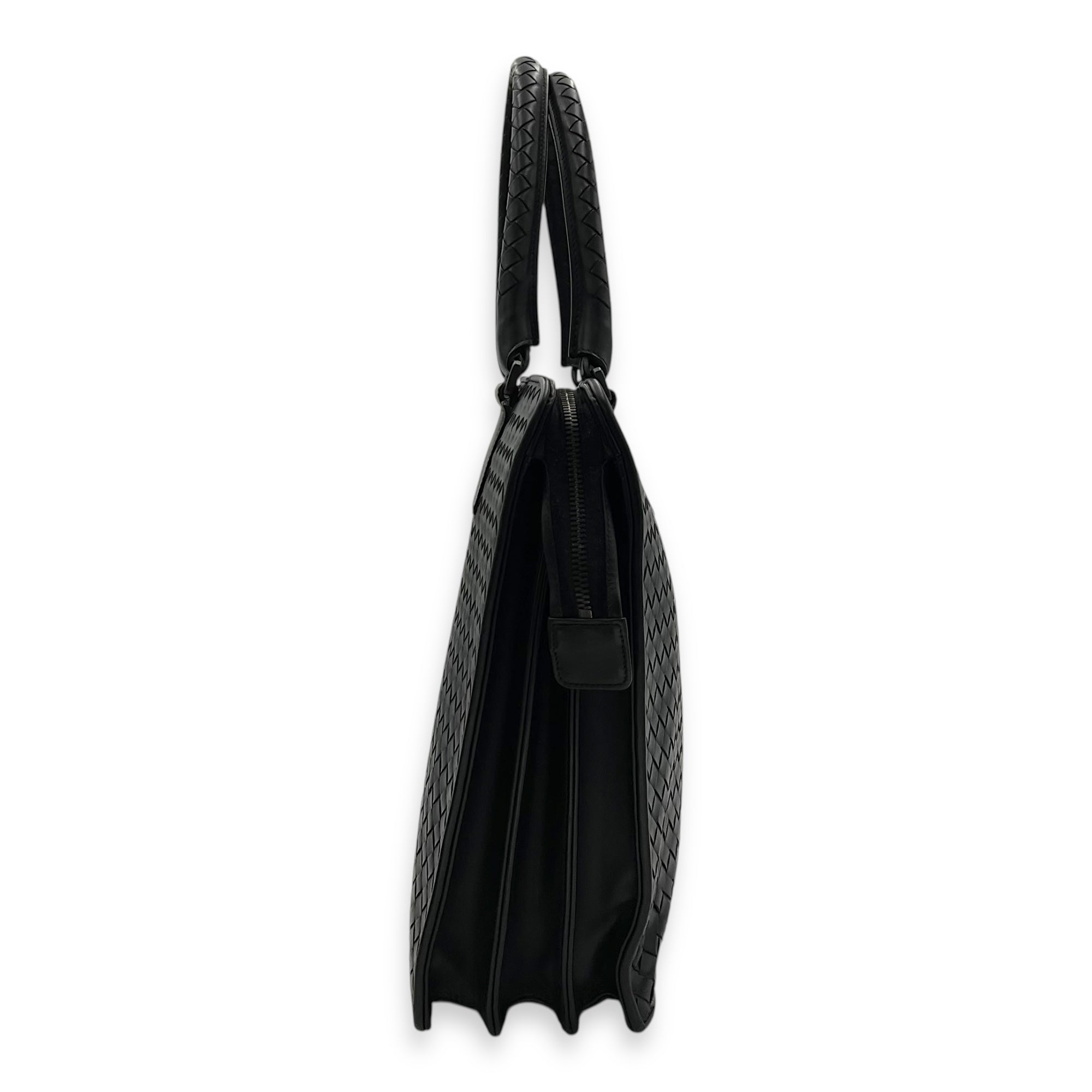 Bottega Veneta Vintage Top Handle Bag Black in Calfskin, Ruthenium hardware_3
