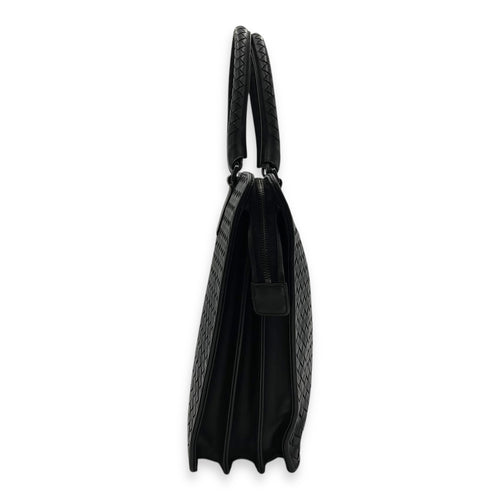 Bottega Veneta Vintage Top Handle Bag Black in Calfskin, Ruthenium hardware_3